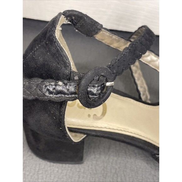Size 7 Circus by Sam Edelman Black Suede Braided Strap Block Heel Sandal 2” Heel - Picture 3 of 6